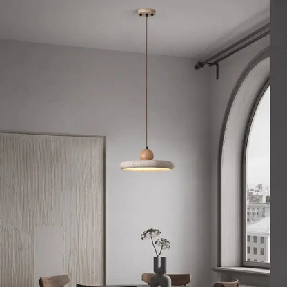 Minimalist concrete and wood led wood pendant light dining room