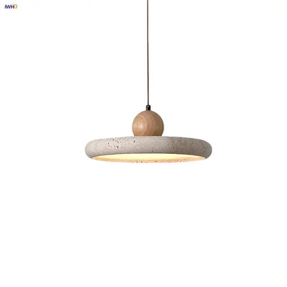 Minimalist concrete and wood led wood pendant light dining room
