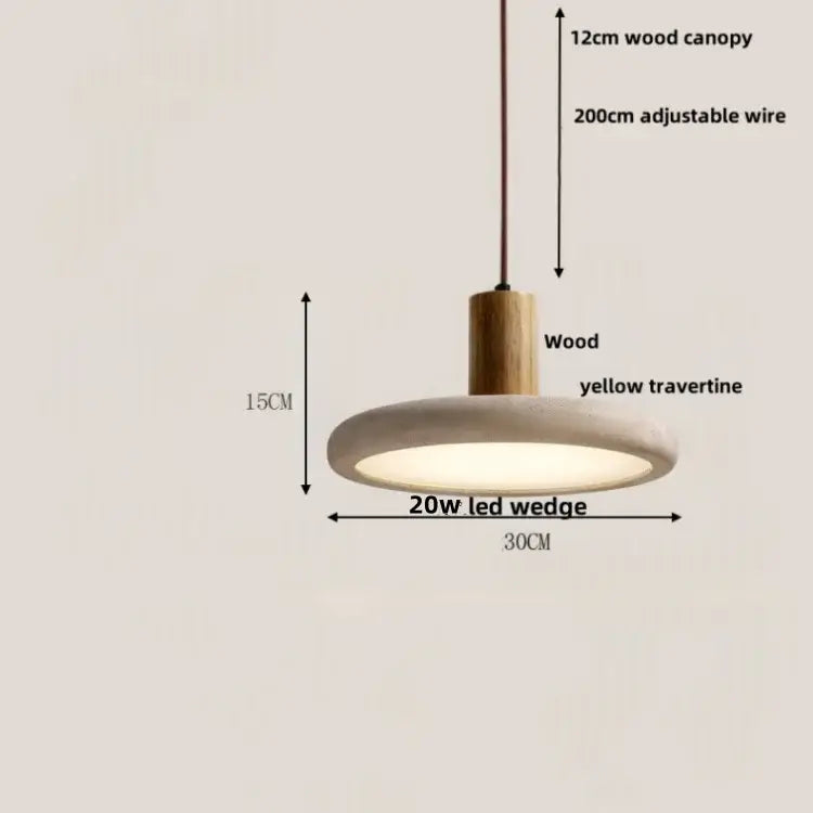 Minimalist concrete and wood led wood pendant light dining room