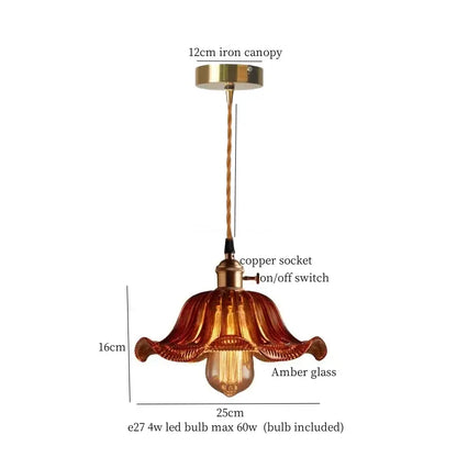 Minimalist copper glass led hanging lamp kitchen pendant light