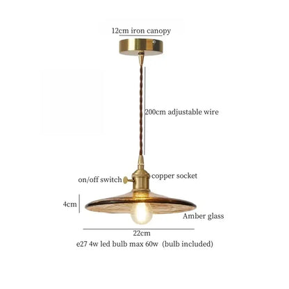Minimalist copper glass led hanging lamp kitchen pendant light