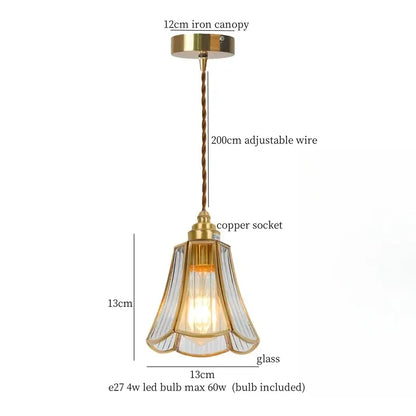 Minimalist copper glass led hanging lamp kitchen pendant light