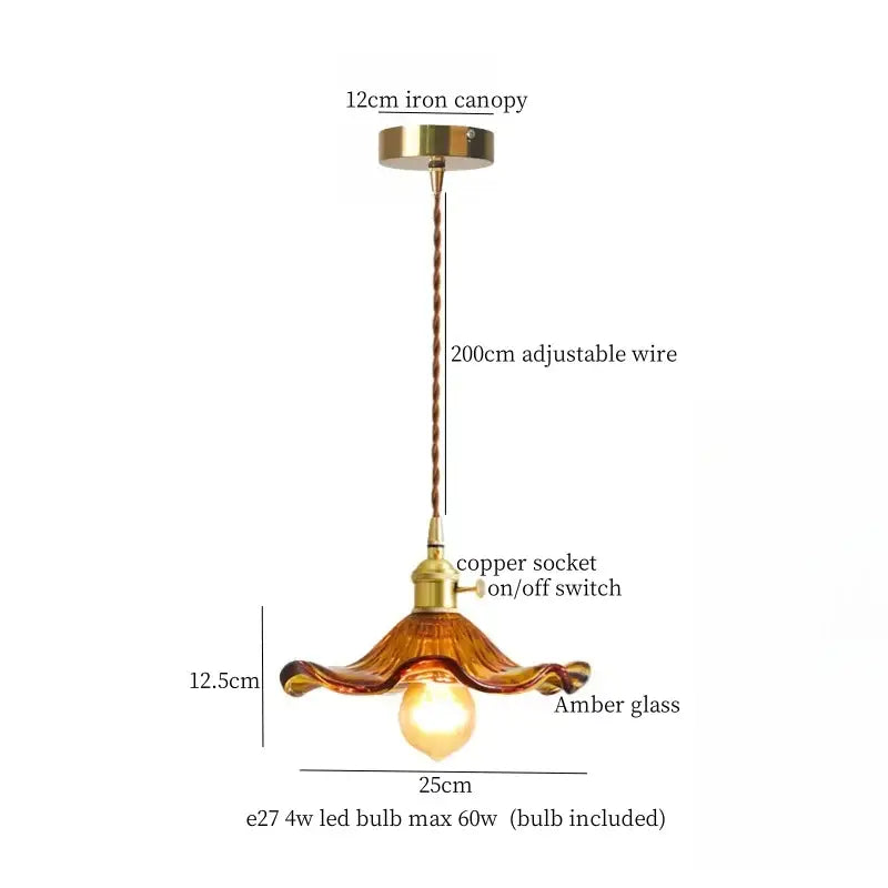 Minimalist copper glass led hanging lamp kitchen pendant light