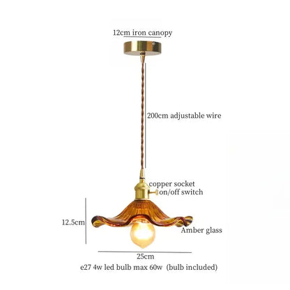 Minimalist copper glass led hanging lamp kitchen pendant light