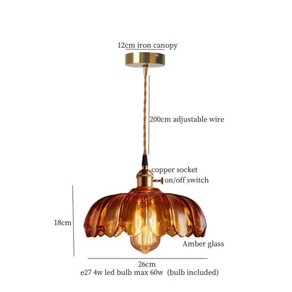 Minimalist copper glass led hanging lamp kitchen pendant light