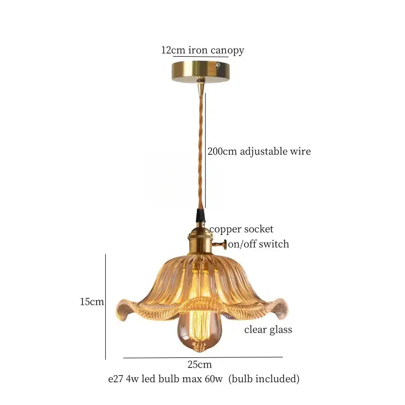 Minimalist copper glass led hanging lamp kitchen pendant light