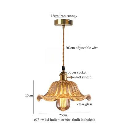 Minimalist copper glass led hanging lamp kitchen pendant light