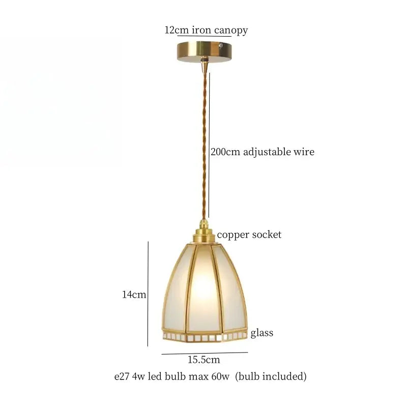 Minimalist copper glass led hanging lamp kitchen pendant light