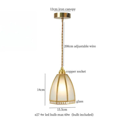 Minimalist copper glass led hanging lamp kitchen pendant light