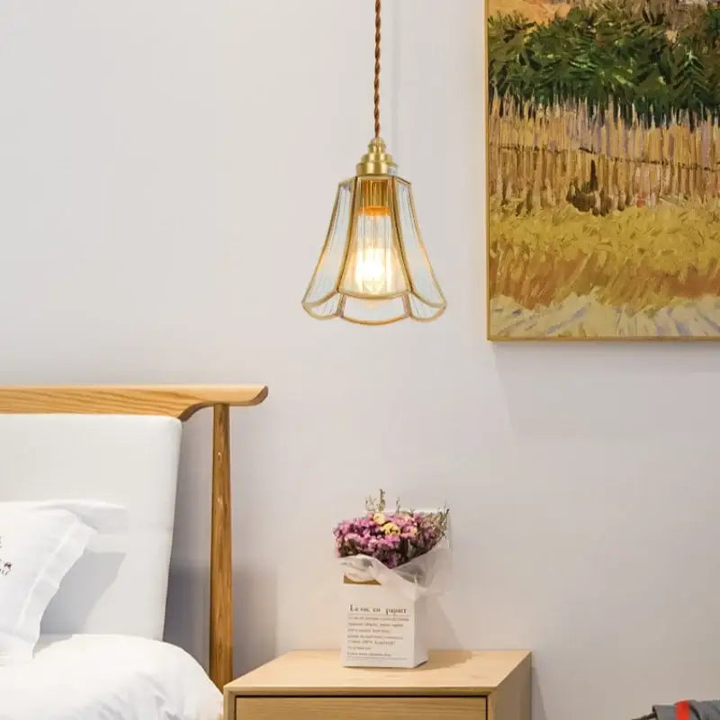 Minimalist copper glass led hanging lamp kitchen pendant light