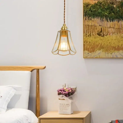 Minimalist copper glass led hanging lamp kitchen pendant light