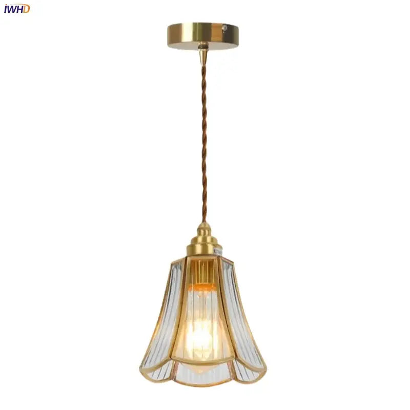 Minimalist copper glass led hanging lamp kitchen pendant light