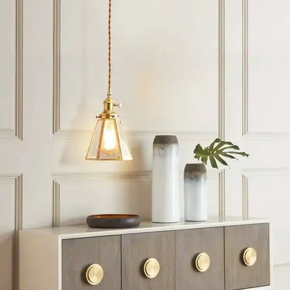 Minimalist copper glass led hanging lamp kitchen pendant light