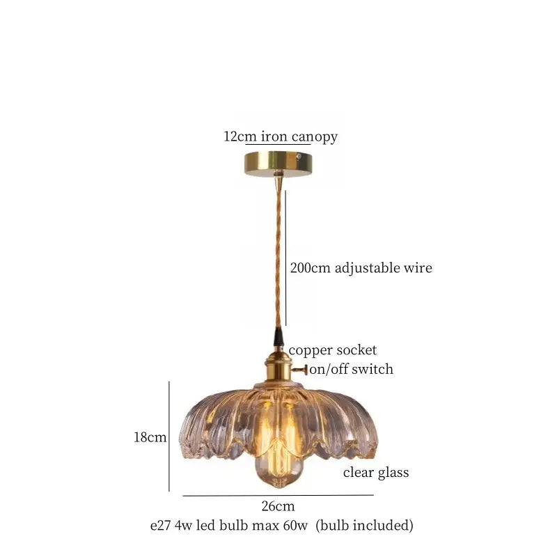 Minimalist copper glass led hanging lamp kitchen pendant light