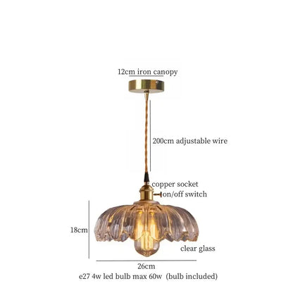 Minimalist copper glass led hanging lamp kitchen pendant light