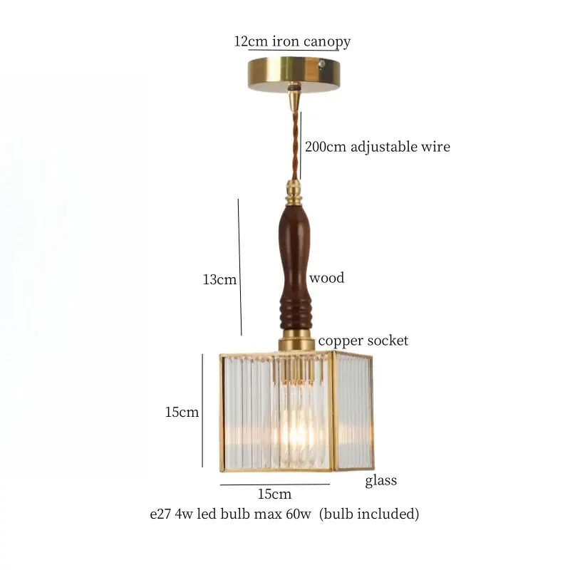 Minimalist copper glass led hanging lamp kitchen pendant light