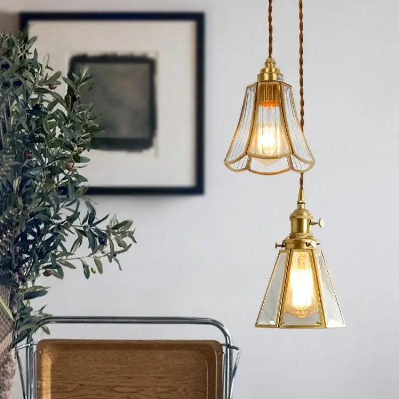 Minimalist copper glass led hanging lamp kitchen pendant light