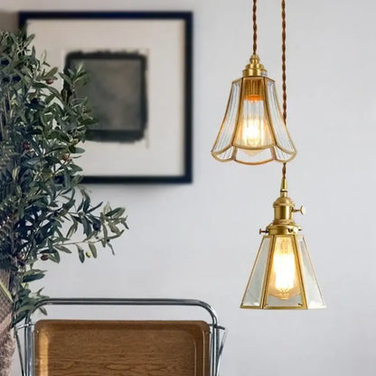 Minimalist copper glass led hanging lamp kitchen pendant light