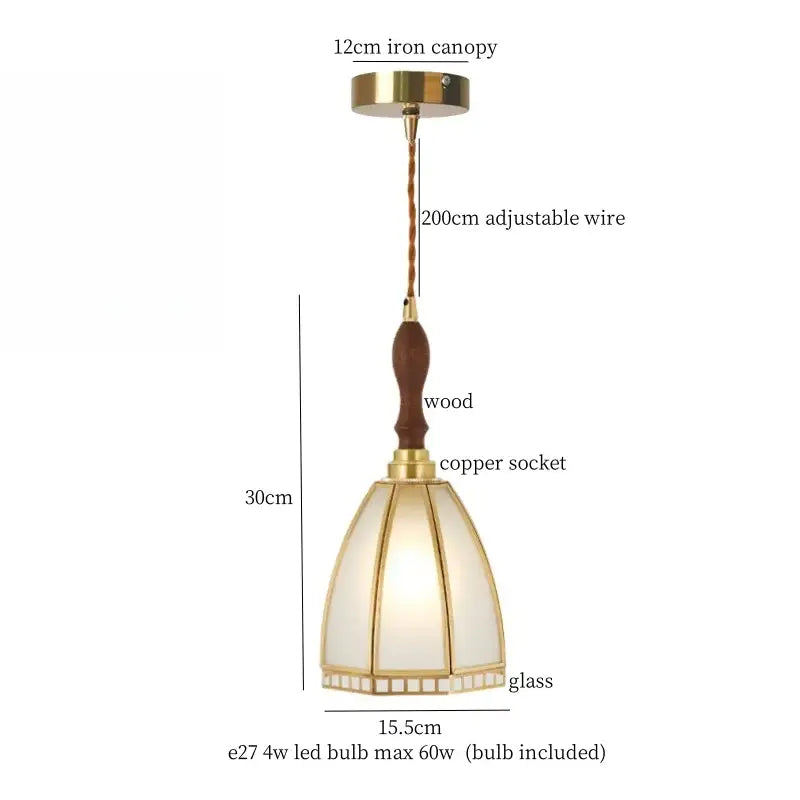 Minimalist copper glass led hanging lamp kitchen pendant light