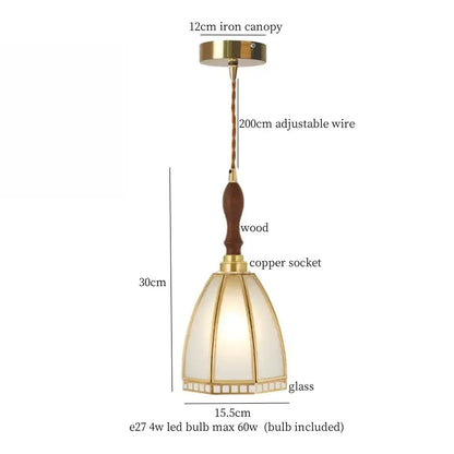 Minimalist copper glass led hanging lamp kitchen pendant light