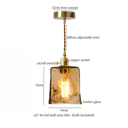 Minimalist copper glass led hanging lamp kitchen pendant light