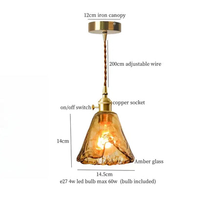 Minimalist copper glass led hanging lamp kitchen pendant light