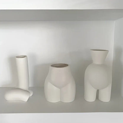 Minimalist cream abstract human body vase bedroom ceramic decor