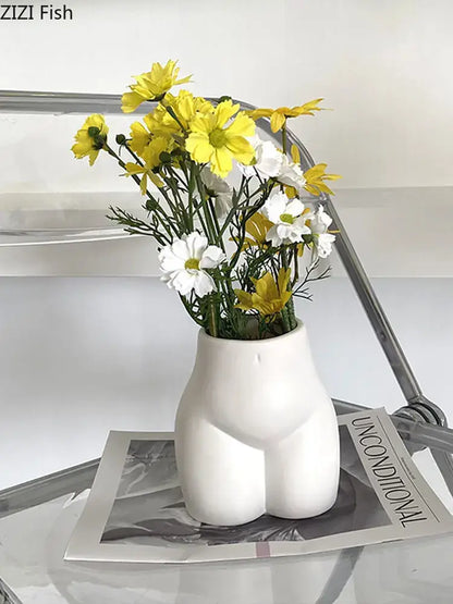 Minimalist cream abstract human body vase bedroom ceramic decor