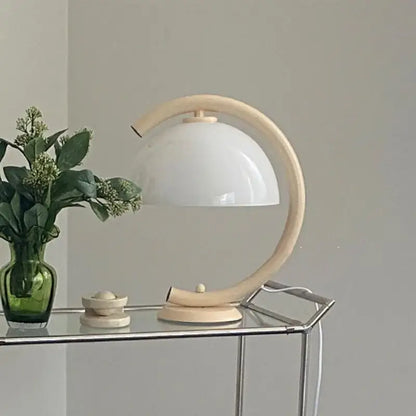 Minimalist cream bauhous mushroom table lamp for bedroom