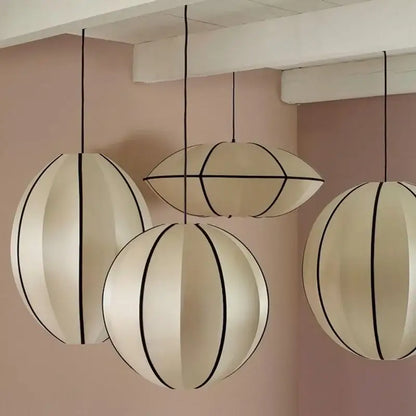 Minimalist cream & black geometric pendant light – dining room