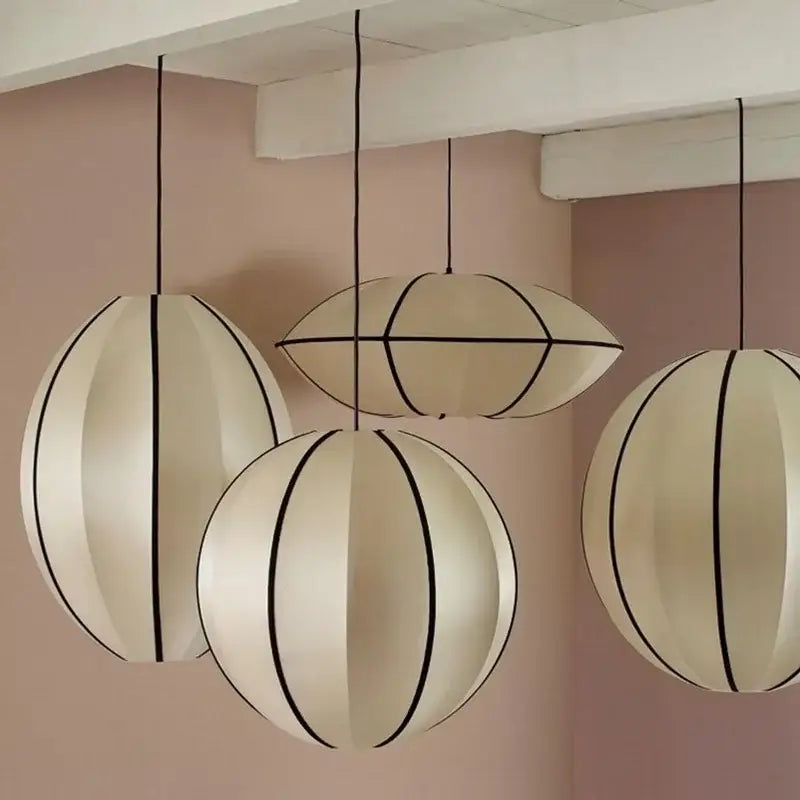 Minimalist cream & black geometric pendant light – dining room