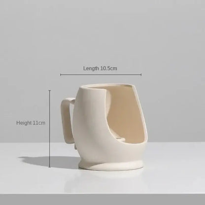Minimalist cream ceramic art vase living room sculptural decor