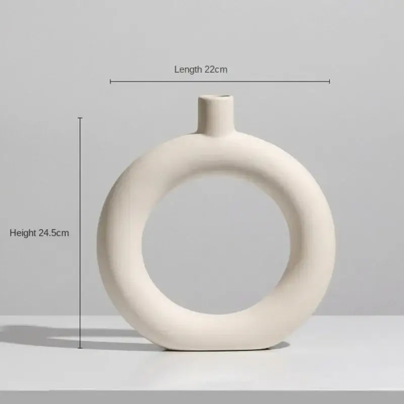 Minimalist cream ceramic art vase living room sculptural decor