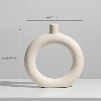 Minimalist cream ceramic art vase living room sculptural decor