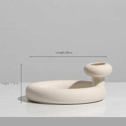 Minimalist cream ceramic art vase living room sculptural decor