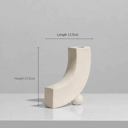 Minimalist cream ceramic art vase living room sculptural decor
