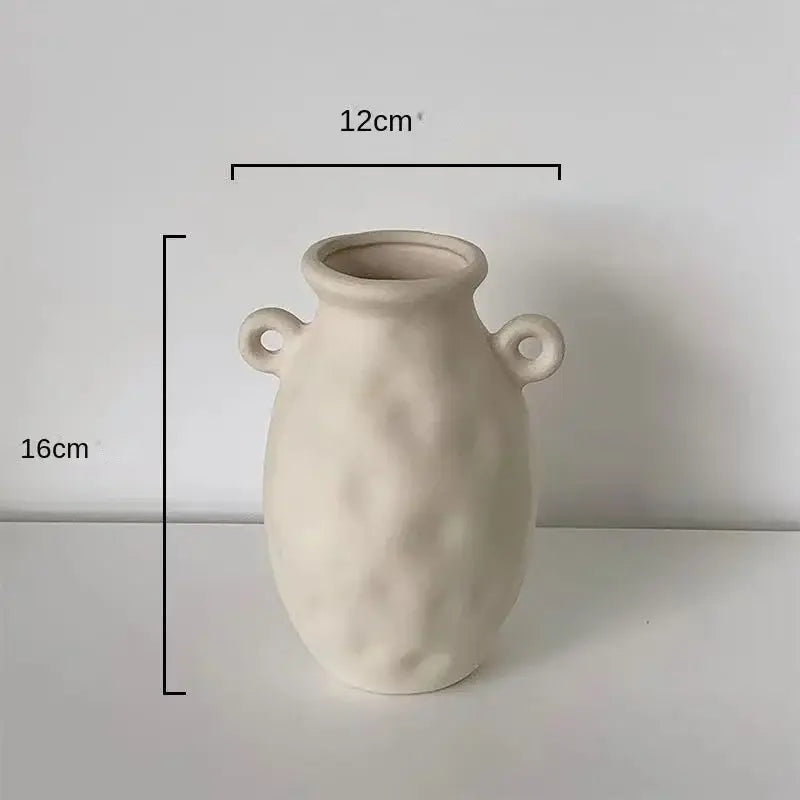 Minimalist cream ceramic art vase living room sculptural decor