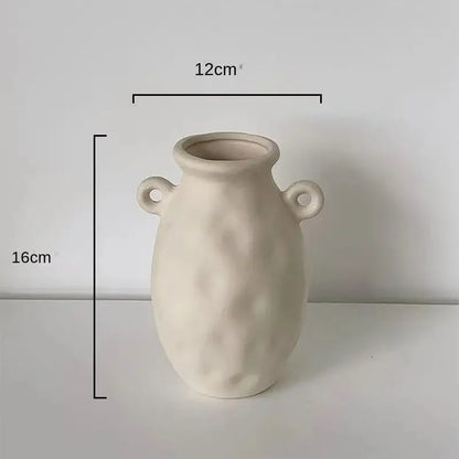 Minimalist cream ceramic art vase living room sculptural decor