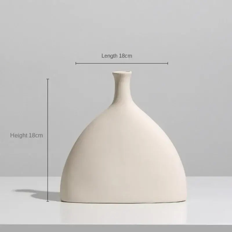 Minimalist cream ceramic art vase living room sculptural decor