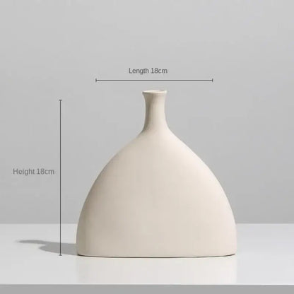 Minimalist cream ceramic art vase living room sculptural decor