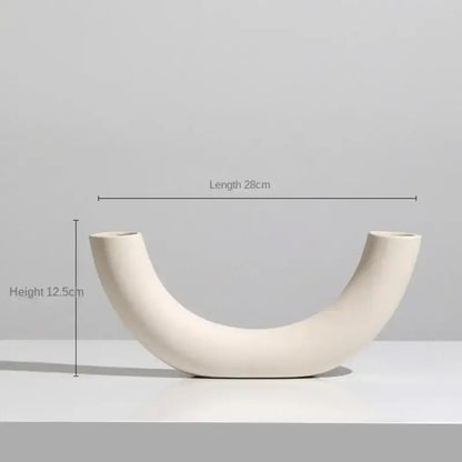 Minimalist cream ceramic art vase living room sculptural decor