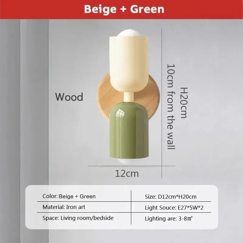 Minimalist cream & coral double head wall lamps for bedroom