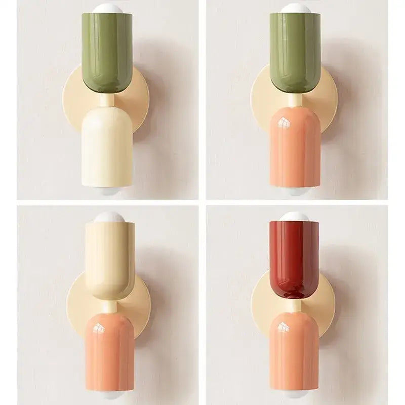 Minimalist cream & coral double head wall lamps for bedroom