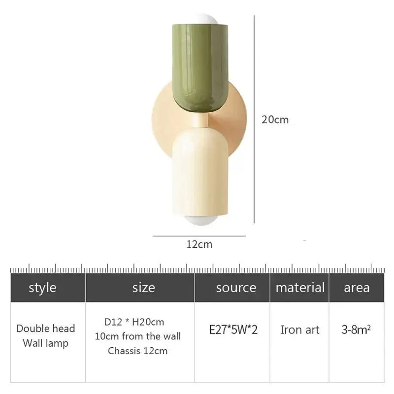 Minimalist cream & coral double head wall lamps for bedroom