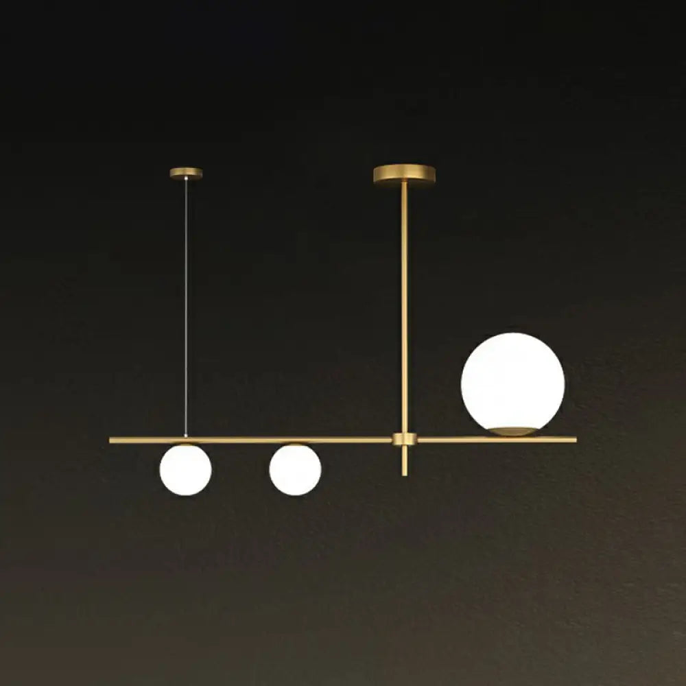 DecorBites™ Minimalist Cream Glass Globe Island Pendant Light for Dining Room