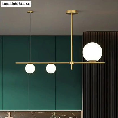 Minimalist cream glass globe island pendant light for dining room