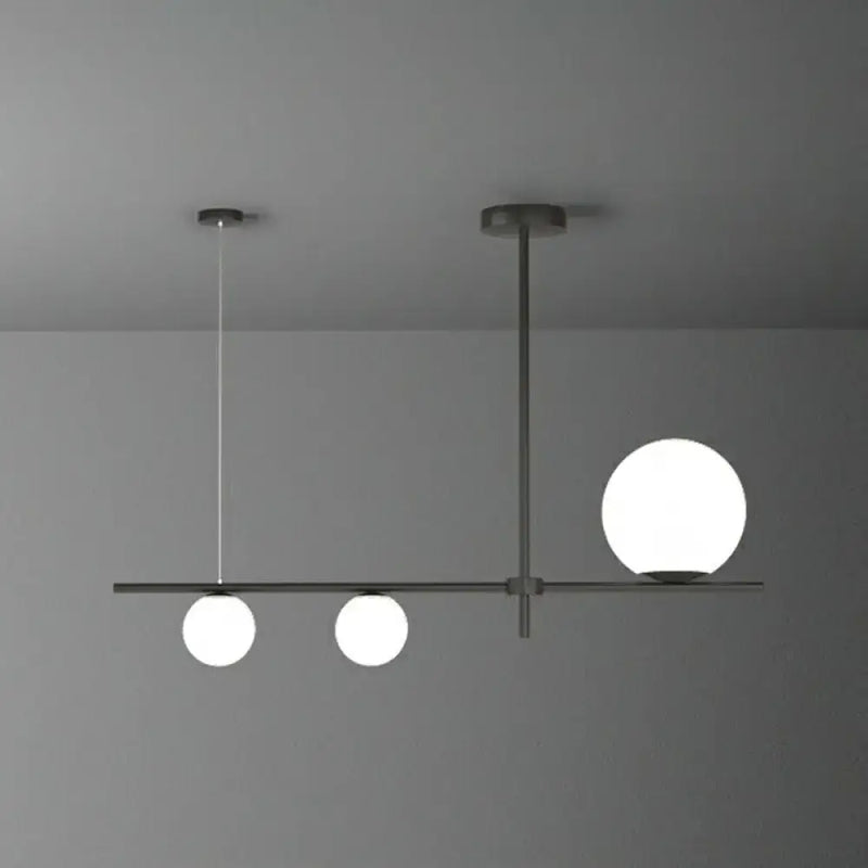 Minimalist cream glass globe island pendant light for dining room