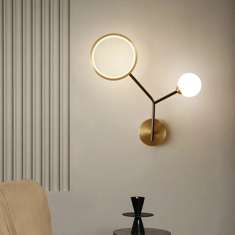 DecorBites™ Minimalist Cream Glass LED Wall Sconce Lamp for Bedroom Lighting