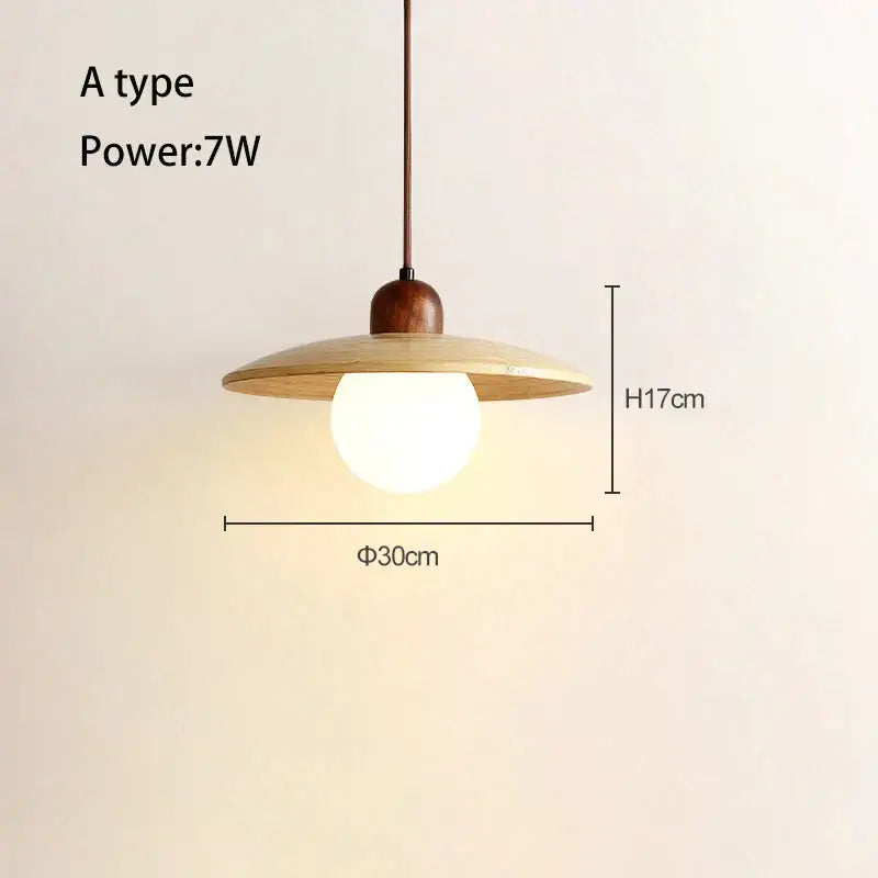 Minimalist cream japanese style wood pendant chandelier dining room