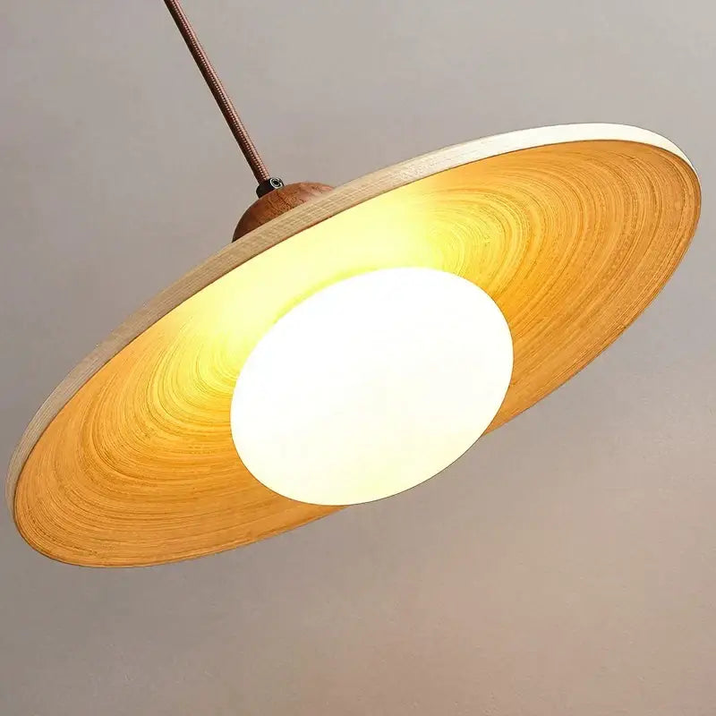 Minimalist cream japanese style wood pendant chandelier dining room